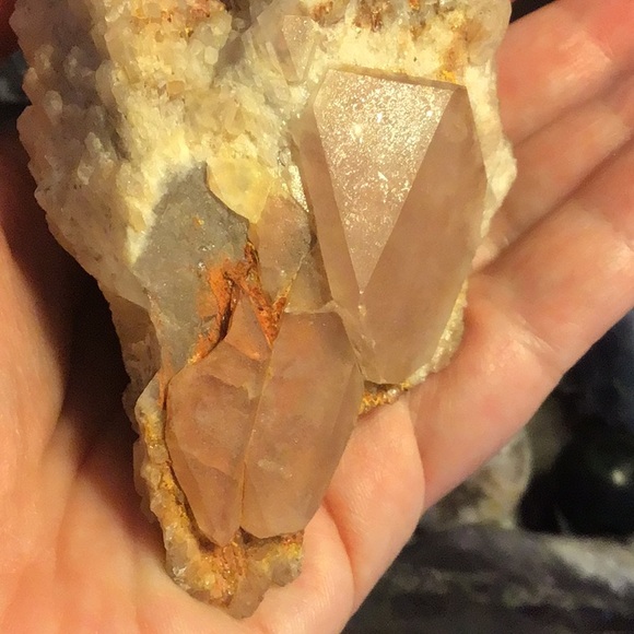 Rare double crystal double terminated candle quartz w hematite elestial - Picture 8 of 16